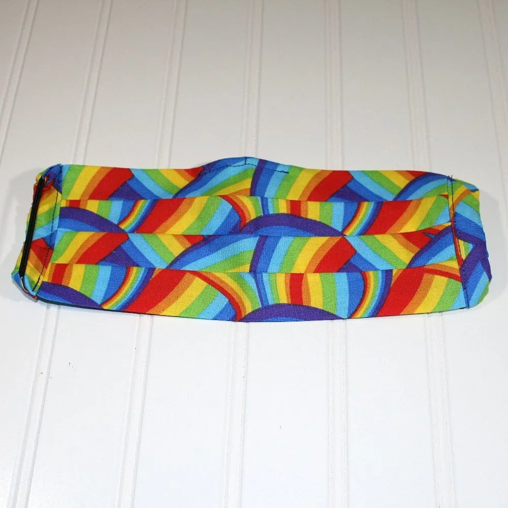 HAND CRAFTED Face Mask Rainbow Colorful Cotton LGBTQ+ - Adult - Pocket Style